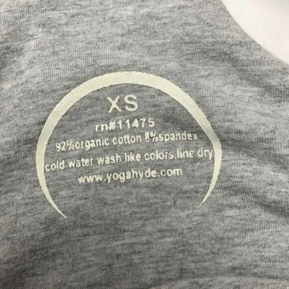 HYDE Yoga Organic Shelf Bra Racerback Grey Tank Women's Size XS - Picture 3 of 8